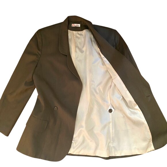 Vintage KL by Carl Lagerfeld 80s linen and wool blazer jacket, olive,, rare - Picture 3 of 16